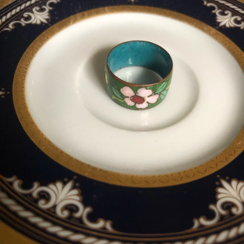 Vintage Wide Band Cloisonné Ring
